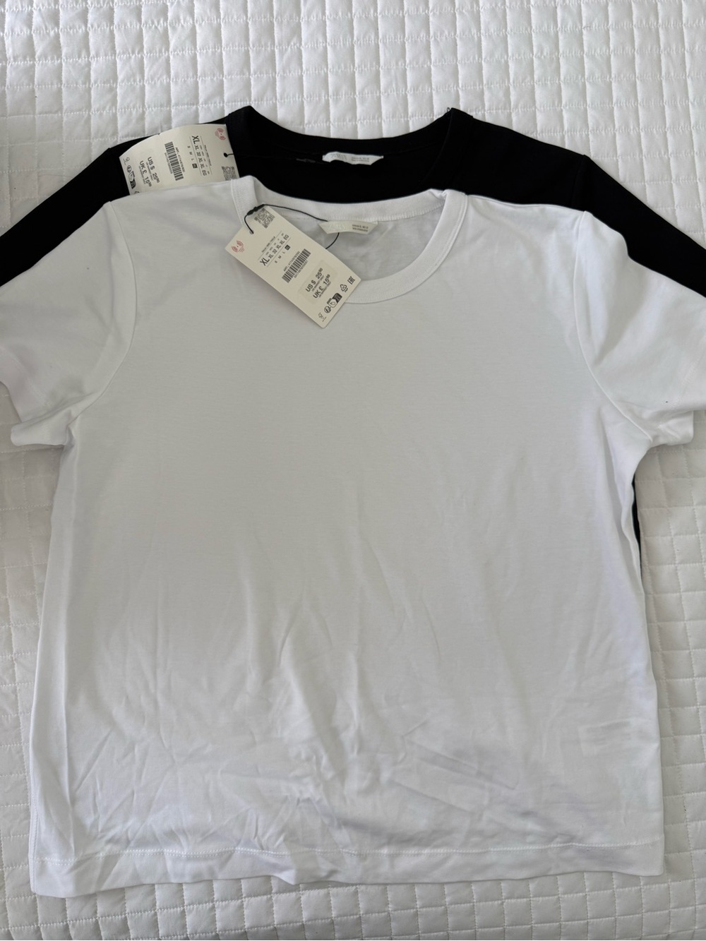 Zara White & Black Crew Neck Tee Set